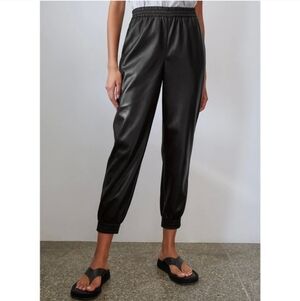 Aritzia Babaton Zedel Black Faux Leather Jogger Pants Size XS